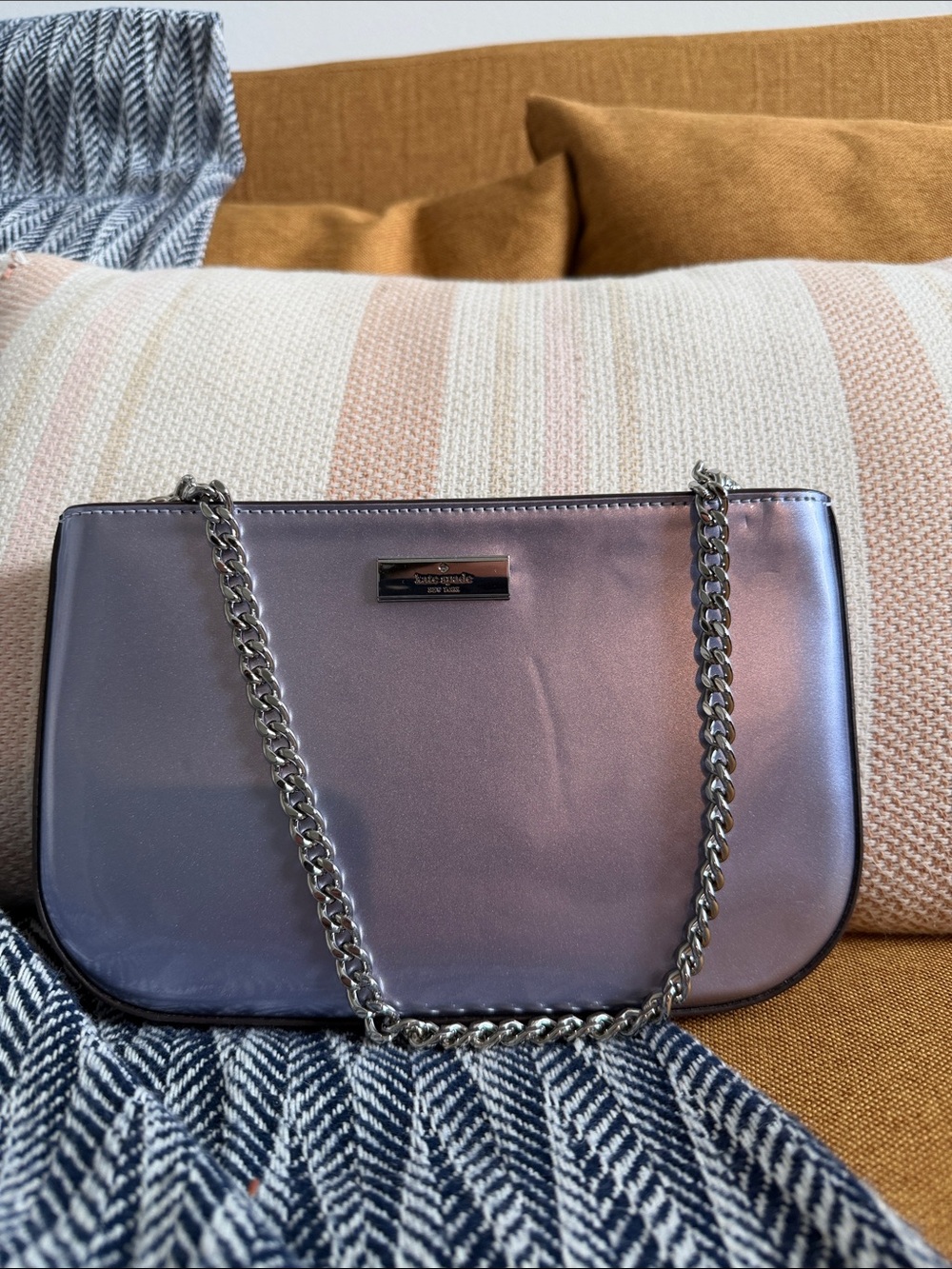 kate spade Metallic Lavender Chain Shoulder Bag with Silver Hardware